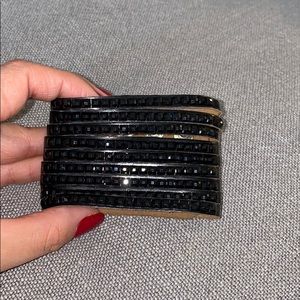 Leather and crystal bracelet